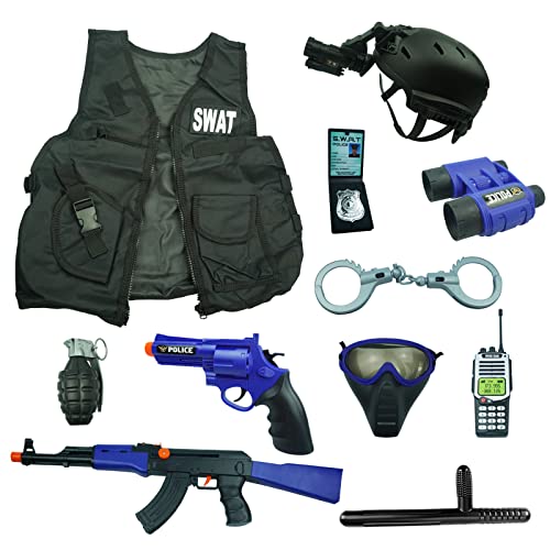 RedCrab Polizei Kostüm für Kinder Mit Ausrüstung: Weste, Hut, Spielzeuggranaten, Handschellen, Walkie Talkie, Abzeichen, Gürtel - 12 Teiliges Set für 3-10 Jahre RedCrab Polizei Kostüm für Kinder Mit Ausrüstung: Weste, Hut, Spielzeuggranaten, Handschellen, Walkie Talkie, Abzeichen, Gürtel - 12 Teiliges Set für 3-10 Jahre von RedCrab
