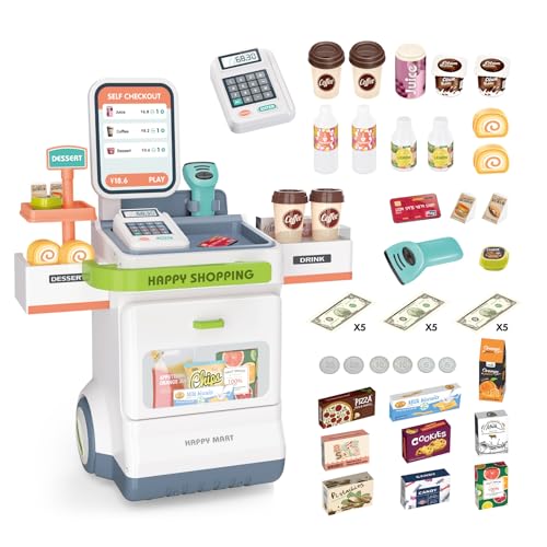 RedCrab Supermarkt Kasse Spielzeug, Kasse Kaufladen Kinder mit Spielgeld, Kreditkarte, Rechner, Lebensmittel Spielet und Mobiler Wagen - Rollenspiel Geschenk für Jungen Mädchen RedCrab Supermarkt Kasse Spielzeug, Kasse Kaufladen Kinder mit Spielgeld, Kreditkarte, Rechner, Lebensmittel Spielet und Mobiler Wagen - Rollenspiel Geschenk für Jungen Mädchen von RedCrab
