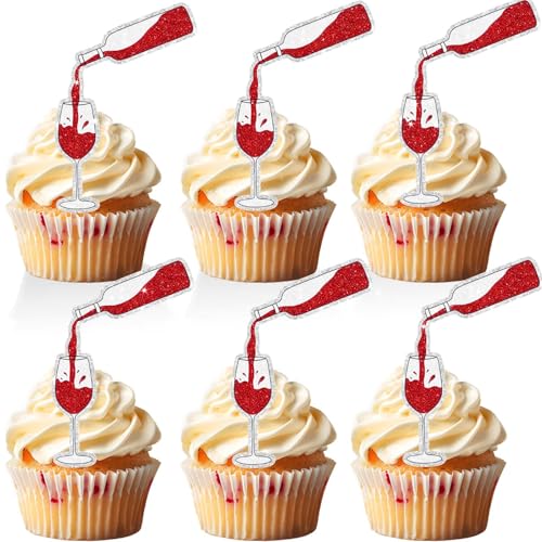 18 Stück Wein Kuchen Dekorationen für Männer und Frauen Party Wein Thema Dekoration Perfekt für Weinpartys und Feiern Wein Topper für Kuchen Dekoration Ideal für von RedLeLe