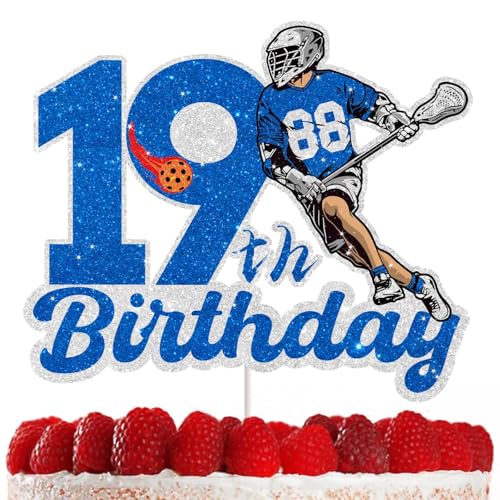 Hockey-Kuchenaufsatz, Dekoration für 19. Geburtstag, perfekt für Hockeyspieler und Fans, doppelseitiger Glitzerkarton, Hockey-Partyzubehör, ideal für Feiern und Veranstaltungen von RedLeLe