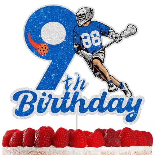 Hockey-Kuchenaufsatz, Dekoration für Kinder, Hockey-Geburtstagsparty, doppelseitig, glitzernder Karton, ideal für 9-jährige Hockey-Party-Dekorationen, perfekt für junge Sportler von RedLeLe