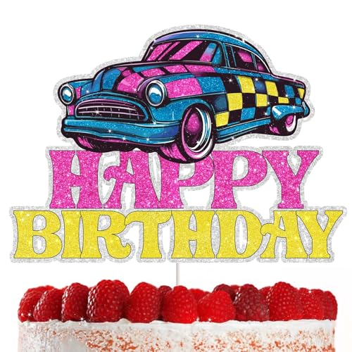 Klassische Auto-Kuchendekorationen, 50er-Jahre, Vintage-Automobil-Geburtstagsparty-Dekoration, klassisches Auto, Geburtstagsdekoration, Low-Rider-Partyzubehör von RedLeLe