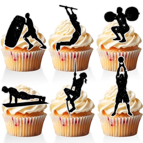 Kuchendekorationsset für Fitness-Partys, Geburtstagsdekorationen, geeignet für Jungen und Mädchen im Alter von 20 und 30 Jahren, Fitnessstudio, Party-Dekoration, Fitnessstudio, Geburtstagsdekoration von RedLeLe
