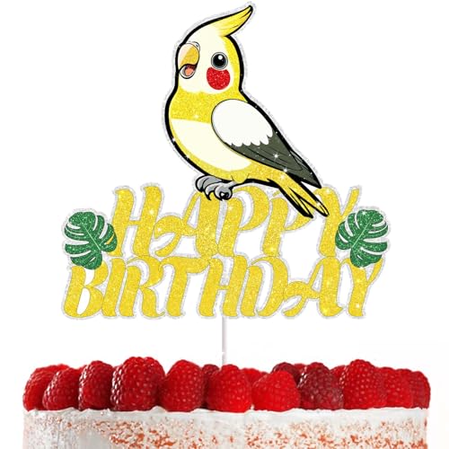 Niedlicher gelber Papagei Kuchen Topper Geburtstag Dekoration für Jungen und Mädchen Vogel Kuchen Dekoration Ideal für Feiern Partys und besondere Anlässe Entzückendes Papagei Thema Kuchen Zubehör von RedLeLe