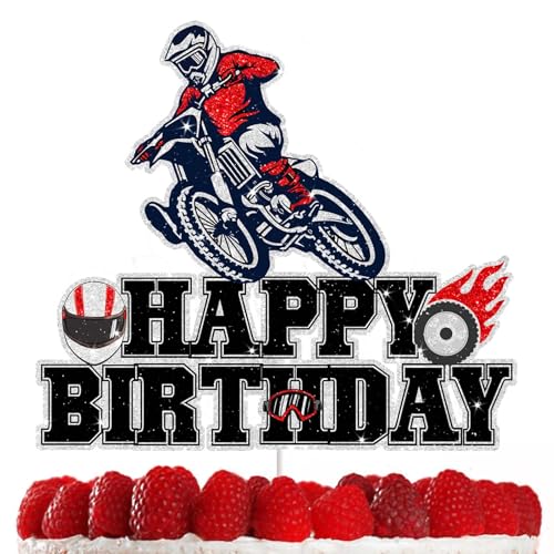 Offroad-Motorrad-Kuchendekoration, Offroad-Motorrad-Cupcake-Topper, perfekt für Dirt-Bike-Partys, Rennen, Baby-Jungen und Mädchen, Geburtstagsfeiern, lustige und einzigartige Kuchendekoration für von RedLeLe