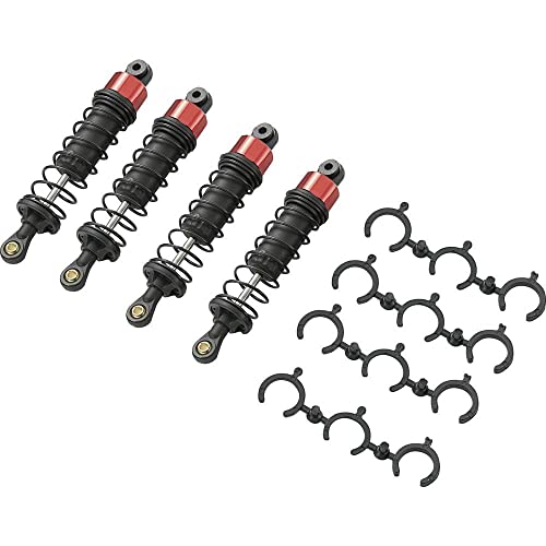 Reely 1:10 Aluminium-Öldruckstoßdämpfer Rot (metallic) mit Federn Schwarz 80 mm 4 St. von Reely