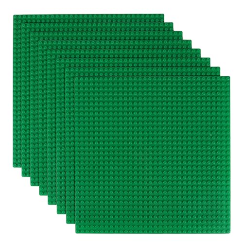 Reenwee 8 Packungen Classic Grundplatten, 10x10 Zoll mit 32x32 Stollen, Bauklötze Grundplatte, quadratische Grundplatten 32x32 Bauen und langlebige und stabile Anzeigetafel (grün*8) von Reenwee