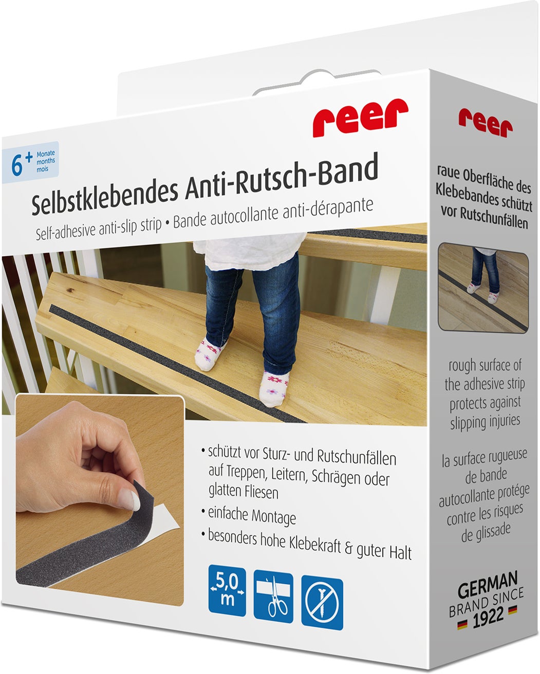 Reer Rutsch-Schutz Klebeband 5m, Schwarz von Reer