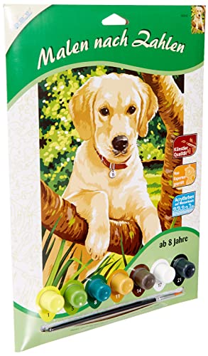MAMMUT 105010 - Malen nach Zahlen Tiermotiv, Junger Labrador, Hund, Komplettset mit bedruckter Malvorlage im A4 Format, 7 Acrylfarben und Pinsel, Malset für Kinder ab 8 Jahre MAMMUT 105010 - Malen nach Zahlen Tiermotiv, Junger Labrador, Hund, Komplettset mit bedruckter Malvorlage im A4 Format, 7 Acrylfarben und Pinsel, Malset für Kinder ab 8 Jahre von Reeves