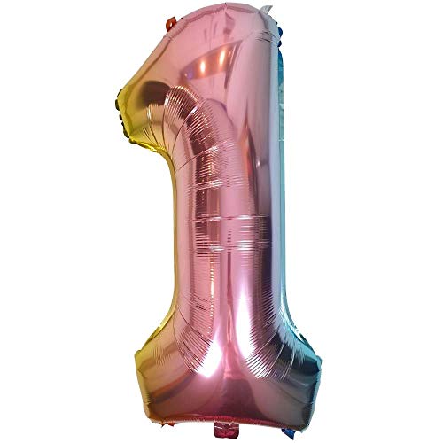 DIWULI Luftballon 1 Geburtstag XL Rosa Regenbogen - Zahl 1 DIWULI Luftballon 1 Geburtstag XL Rosa Regenbogen - Zahl 1 von DIWULI