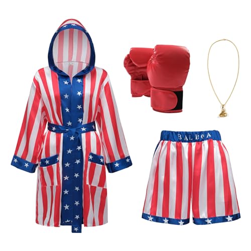 Regenboog Boxkostüm mit amerikanischer Flagge, Herren und Damen, Satin-Boxer-Bademantel, Shorts, Gürtel, Boxhandschuhe, USA-Robe, Halloween-Kostüm, Größe S, Us-flagge Regenboog Boxkostüm mit amerikanischer Flagge, Herren und Damen, Satin-Boxer-Bademantel, Shorts, Gürtel, Boxhandschuhe, USA-Robe, Halloween-Kostüm, Größe S, Us-flagge von Regenboog
