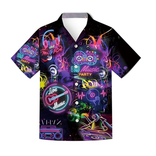 Regenboog Herren-Neonhemd, Hawaii-Hemd, lässig, Knopfleiste, kurzärmelig, lustig, 3D-Druck, Strandparty, Neon-Top, Musik, Größe XXL Regenboog Herren-Neonhemd, Hawaii-Hemd, lässig, Knopfleiste, kurzärmelig, lustig, 3D-Druck, Strandparty, Neon-Top, Musik, Größe XXL von Regenboog