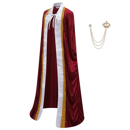 Regenboog King Costume for Men and Women,Burgundy Adults King Robe and Crown,Scepter,Brooch,Lord Farquaad Costume,Queen Costume,Halloween,Size S Regenboog King Costume for Men and Women,Burgundy Adults King Robe and Crown,Scepter,Brooch,Lord Farquaad Costume,Queen Costume,Halloween,Size S von Regenboog