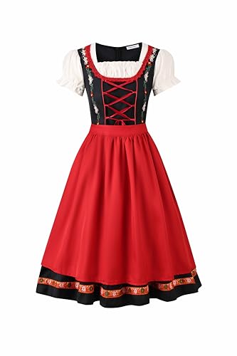 Regenboog Oktoberfest-Kostüm für Damen, bayerisches Dirndlkleid für Damen, Biermädchen-Outfit, Halloween, deutsches Dirndlkleid, 2-teilig, Rot/Ausflug, einfarbig (Getaway Solids), M von Regenboog