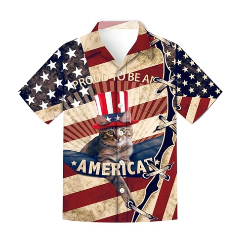 Regenboog Patriotisches Herrenhemd zum 4. Juli, USA-Flagge, 3D-Druck, kurzärmelig, Button-Down-Shirt, lustiges Hawaii-Strand-Oberteil, Unabhängigkeitstag, Katze, Größe XXL Regenboog Patriotisches Herrenhemd zum 4. Juli, USA-Flagge, 3D-Druck, kurzärmelig, Button-Down-Shirt, lustiges Hawaii-Strand-Oberteil, Unabhängigkeitstag, Katze, Größe XXL von Regenboog