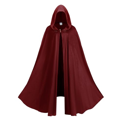 Regenboog Burgunderroter Renaissance-Umhang, für Herren und Damen, mittelalterlicher Hobbit-Umhang, viktorianischer Umhang, roter Samt-Umhang, 129,5 cm Regenboog Burgunderroter Renaissance-Umhang, für Herren und Damen, mittelalterlicher Hobbit-Umhang, viktorianischer Umhang, roter Samt-Umhang, 129,5 cm von Regenboog