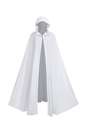 Regenboog Weißer Renaissance-Umhang für Herren und Damen, mittelalterlicher Kostüm-Umhang, viktorianischer Umhang mit Kapuze, weißer Samtumhang, 129,5 cm Regenboog Weißer Renaissance-Umhang für Herren und Damen, mittelalterlicher Kostüm-Umhang, viktorianischer Umhang mit Kapuze, weißer Samtumhang, 129,5 cm von Regenboog