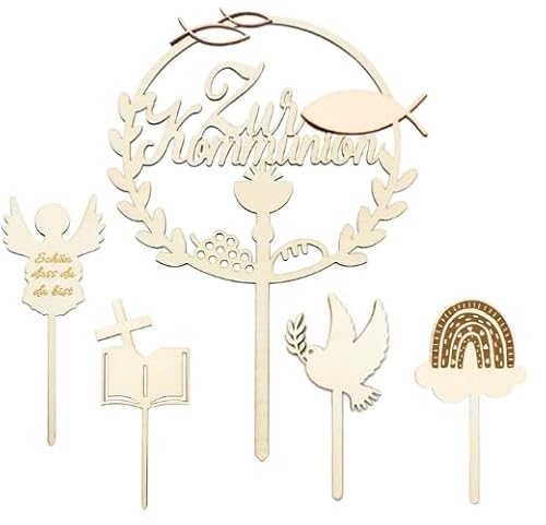 Cake Topper Holz, Regerly Cake Topper Zur Taufe Holz Tortendeko Babyparty Tortendeko für Mädchen und Junge Cake Topper Holz, Regerly Cake Topper Zur Taufe Holz Tortendeko Babyparty Tortendeko für Mädchen und Junge von Regerly