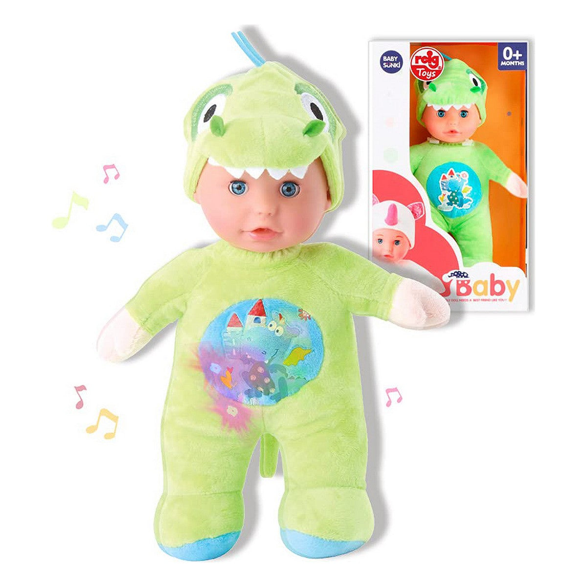 Babypuppe Reig 30 cm Dinosaurier Plüschtier grün (30 cm) von Reig