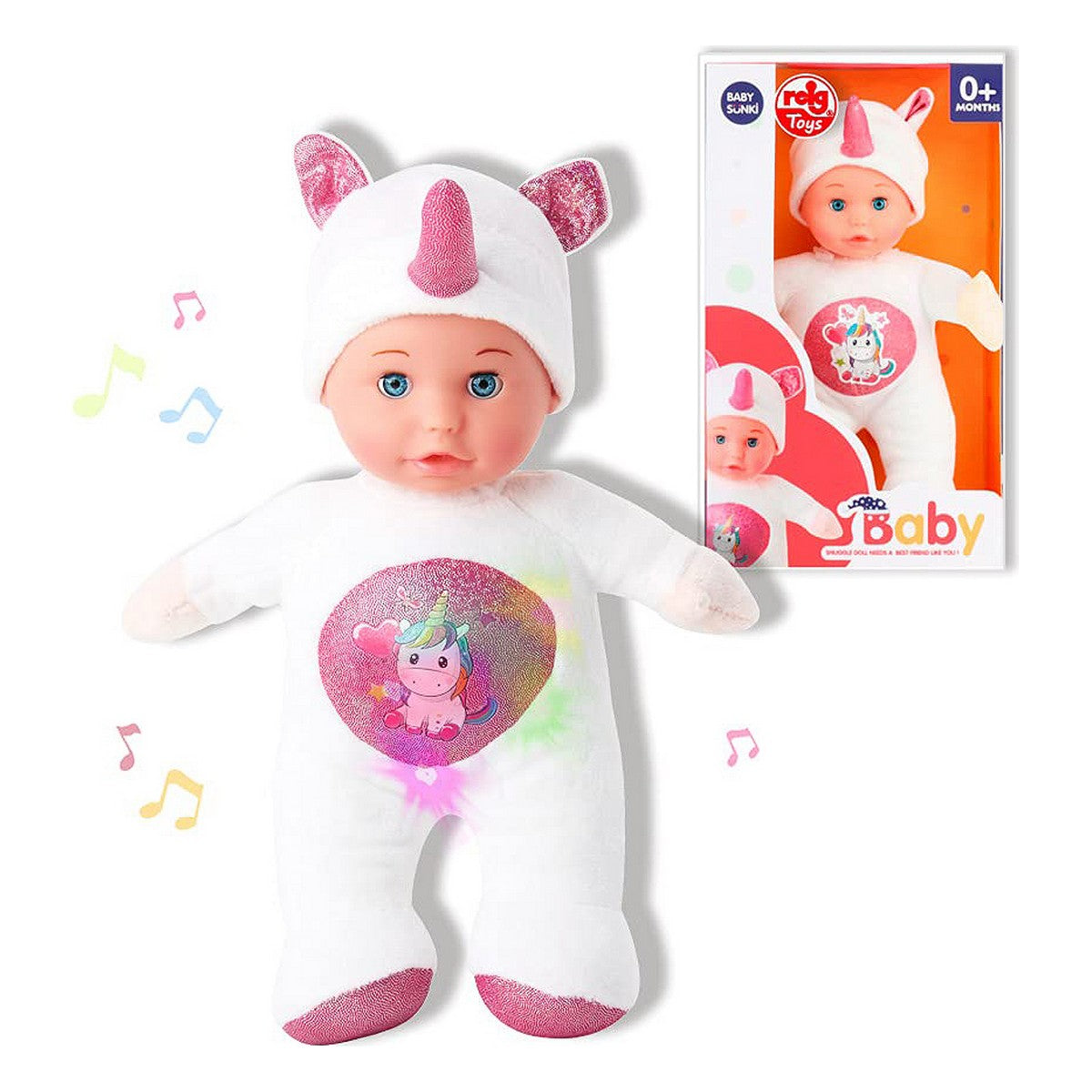 Babypuppe Reig 30 cm Einhorn Plüschtier Weiß (30 cm) von Reig