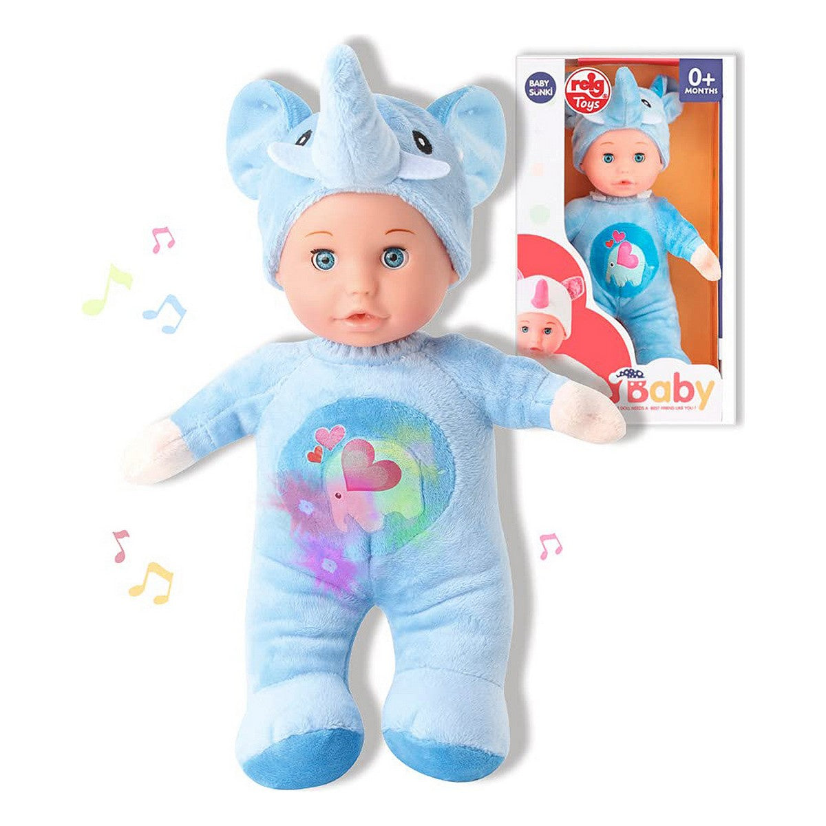 Babypuppe Reig 30 cm Elefant Plüschtier Blau (30 cm) von Reig
