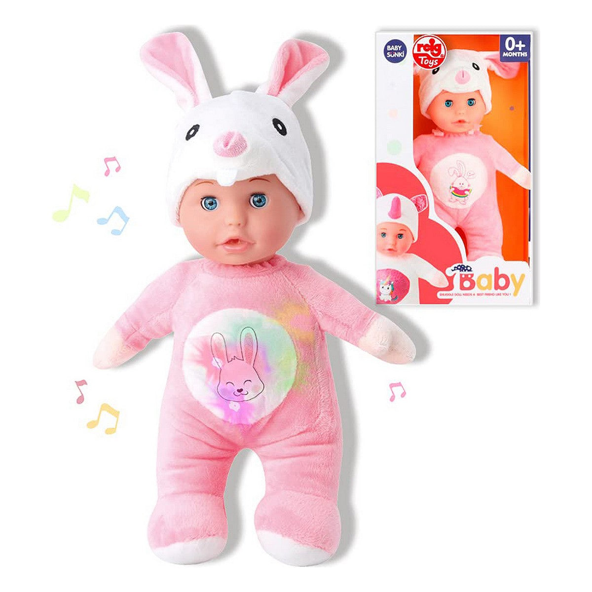 Babypuppe Reig 30 cm Hase Plüschtier Rosa (30 cm) von Reig