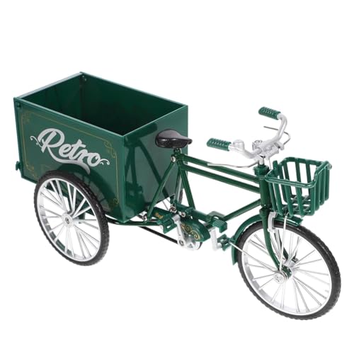 Reinscer 1 Stück Mini-Dreirad Fingerfahrrad Regalzubehör Dekoration Fahrradmodell Dreiradstatue Grünes Legierungsminiatur-Dreiradmodell Fahrrad von Reinscer