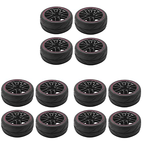 Reinscer 12 Stücke 12mm Felgen und Gummi Reifen für Rc 1/10 Straße Drift Auto R von Reinscer