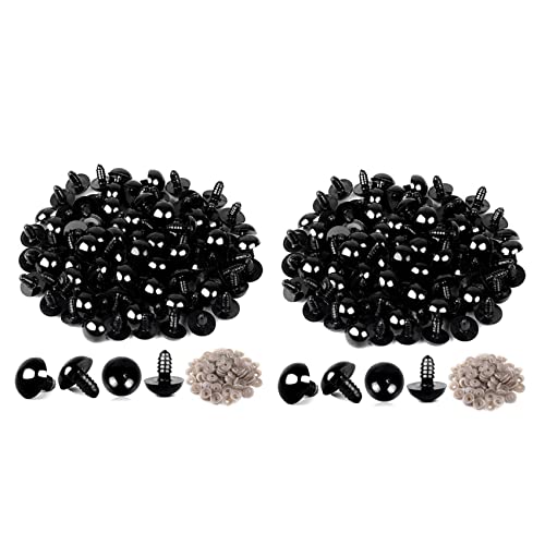 Reinscer 200 Stücke SicherheitshäKelaugen Aus Kunststoff mit 200 Unterlegscheiben für HäKeln (0,24/6 mm) von Reinscer
