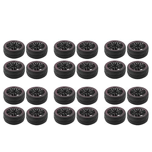 Reinscer 24 Stücke 12mm Felgen und Gummi Reifen für Rc 1/10 Straße Drift Auto R von Reinscer