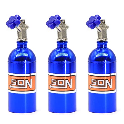 Reinscer 3X Metall Simulierte NOS Stickstoff Flasche für 1/10 RC Crawler Auto TRX4 D90 D110 Axial Scx10 90046, Blau von Reinscer