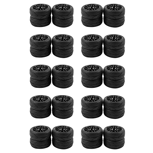 Reinscer 40 Stuecke 1/10 Gummi Reifen Rc Renn Wagen Reifen Auf Renn Rad Felge Fit Fuer 9068-6081 Rc Auto Teil von Reinscer