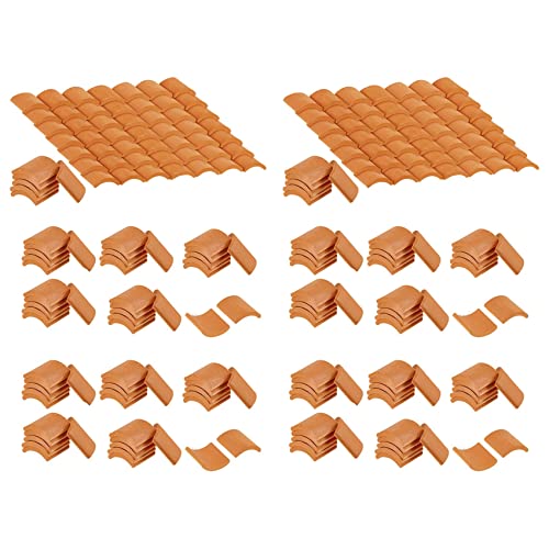 Reinscer 600-Teiliges Dachziegel-Modellbau-Set Rote Miniatur-Fliesen für DIY-Landschaftsküchengarten-Dekoration von Reinscer