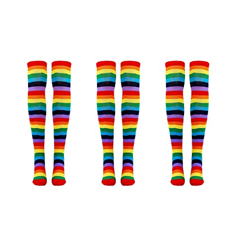 Reinscer 6X Regenbogengestreifte Socken ÜBer Dem Knie Clown Gestreiftes Kostüm Hohe Strümpfe für Halloween Cosplay Partys Reinscer 6X Regenbogengestreifte Socken ÜBer Dem Knie Clown Gestreiftes Kostüm Hohe Strümpfe für Halloween Cosplay Partys von Reinscer