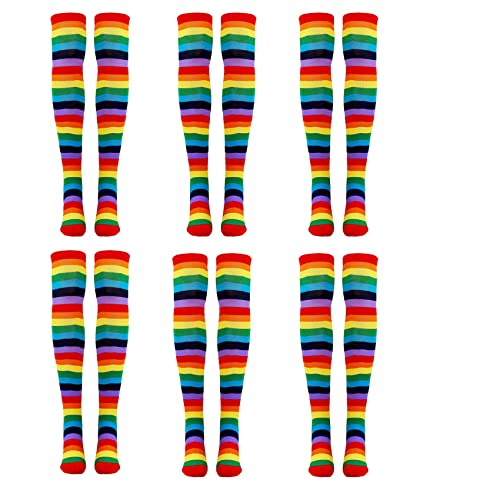 Reinscer 6X Regenbogengestreifte Socken ÜBer Dem Knie Clown Gestreiftes Kostüm Hohe Strümpfe für Halloween Cosplay Partys Reinscer 6X Regenbogengestreifte Socken ÜBer Dem Knie Clown Gestreiftes Kostüm Hohe Strümpfe für Halloween Cosplay Partys von Reinscer