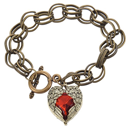 Reinscer Antike modisches Gliederarmband mit Engelsfluegel und roter Strass Anhaenger Reinscer Antike modisches Gliederarmband mit Engelsfluegel und roter Strass Anhaenger von Reinscer
