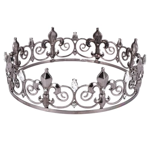 Reinscer Gothic Full Crown - Metallkronen und Diademe für MäNner und, Gothic Prince Prom PartyhüTe, Halloween Cosplay KostüM von Reinscer