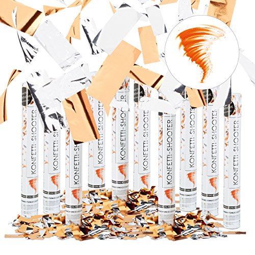 10er Set Party Popper 40 cm Orange, bis 8 m Effekthöhe, Hochzeit, Geburtstag, Karneval, Konfettiregen, orange-silber 10er Set Party Popper 40 cm Orange, bis 8 m Effekthöhe, Hochzeit, Geburtstag, Karneval, Konfettiregen, orange-silber von Relaxdays