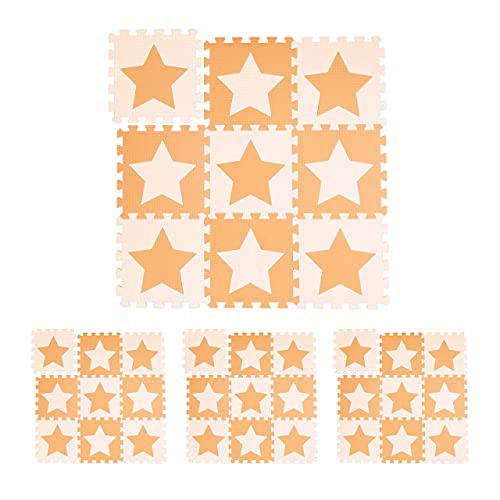 36 TLG. Puzzlematte Sterne, 72 Puzzleteile, Eva Schaumstoff, schadstofffrei, Spielunterlage 3,2 m², orange-beige 36 TLG. Puzzlematte Sterne, 72 Puzzleteile, Eva Schaumstoff, schadstofffrei, Spielunterlage 3,2 m², orange-beige von Relaxdays