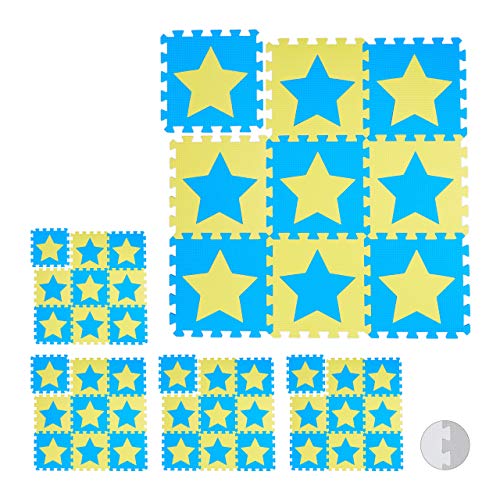 45 TLG. Puzzlematte Sterne, 90 Puzzleteile, Eva Schaumstoff, schadstofffrei, Spielunterlage: ca. 4,6 m², blau-gelb 45 TLG. Puzzlematte Sterne, 90 Puzzleteile, Eva Schaumstoff, schadstofffrei, Spielunterlage: ca. 4,6 m², blau-gelb von Relaxdays