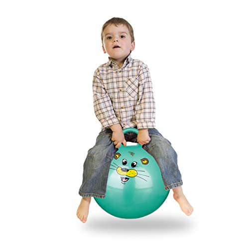 Relaxdays 1 x Hüpfball Kinder, Maus, mit Griff, für Drinnen und Draußen, mit Tier-Motiv, weich, 45 cm Durchmesser, grün von Relaxdays