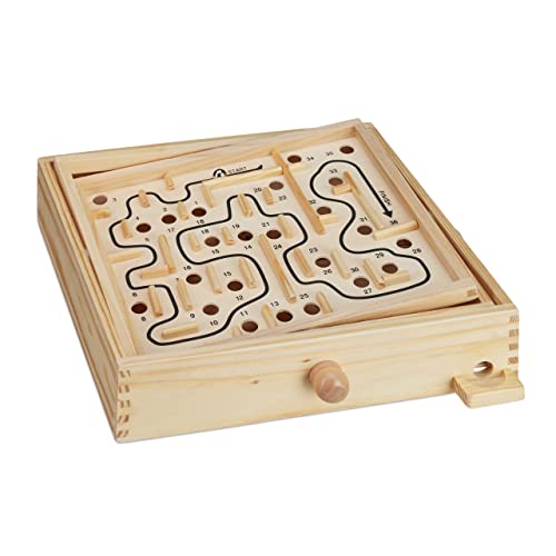 Relaxdays Holz Labyrinth Spiel, mit 2 Kugeln, Geschicklichkeitsspiel, Balancespiel, ab 3 Jahren, Brettspiel XL, Natur Relaxdays Holz Labyrinth Spiel, mit 2 Kugeln, Geschicklichkeitsspiel, Balancespiel, ab 3 Jahren, Brettspiel XL, Natur von Relaxdays
