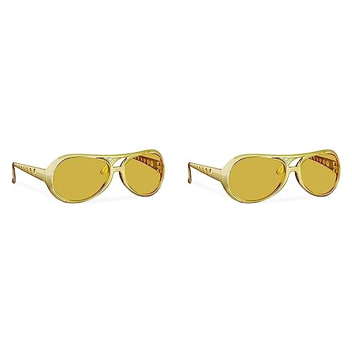 Relaxdays 10024248 Rapper, lustige Rapper & Proll, Kostüm, große Zuhälter Brille für Karneval und Mottopartys, gold, Unisex – Erwachsene, Uni (Packung mit 2) von Relaxdays