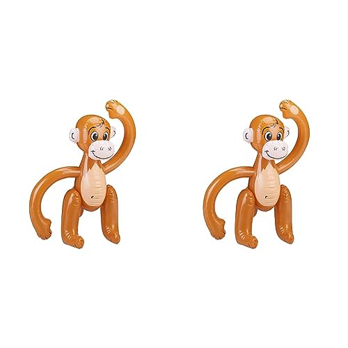Relaxdays 10024252 aufblasbarer AFFE, Äffchen Schwimmtier, Dschungel Party Deko, Safari, Karneval, Kinder Wasserspielzeug, braun Affe-ausblasbar-61 cm (Packung mit 2) von Relaxdays