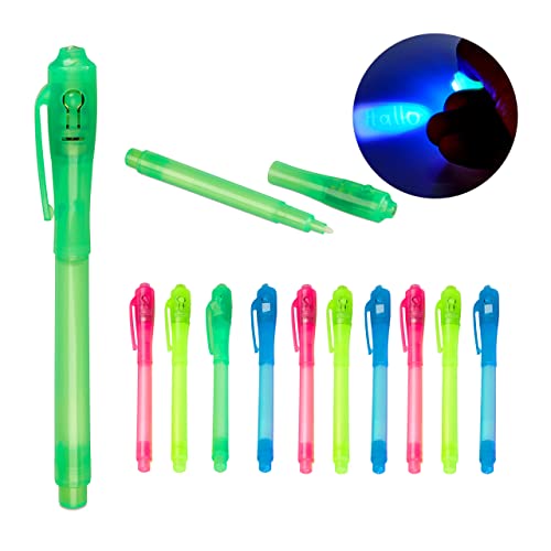 Relaxdays 10024339 12er Set, 4 Farben Stifte, unsichtbare Schrift, Geheimstifte mit UV-Licht, Kindergeburtstag, Kunststoff Relaxdays 10024339 12er Set, 4 Farben Stifte, unsichtbare Schrift, Geheimstifte mit UV-Licht, Kindergeburtstag, Kunststoff von Relaxdays