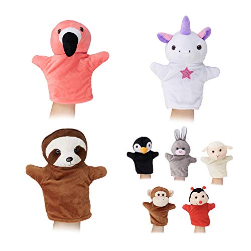 Relaxdays 10024372, 8er Set Tiere, bunt Handpuppen für Kinder, AFFE, Einhorn, Faultier, Flamingo, Handspielpuppen, weiches Plüsch Relaxdays 10024372, 8er Set Tiere, bunt Handpuppen für Kinder, AFFE, Einhorn, Faultier, Flamingo, Handspielpuppen, weiches Plüsch von Relaxdays