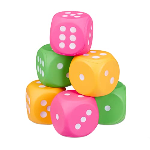 Relaxdays 6er-Pack Stoffwürfel, XXL Würfel aus Schaumstoff, Kinder Spielzeug, Set mit 6X Softwürfel, PU, weich, bunt von Relaxdays
