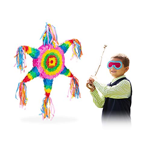 Relaxdays 10025181 Pinata Stern, zum Aufhängen, für Kinder, Mädchen & Jungs, Geburtstag, zum selbst Befüllen, Mexiko Piñata, bunt von Relaxdays