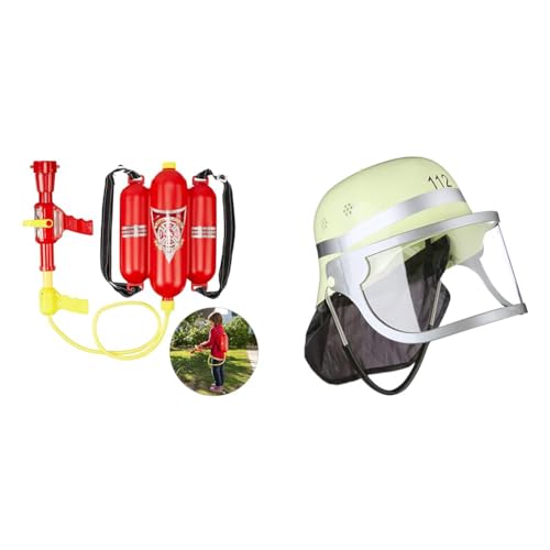 Relaxdays 10027680 Feuerwehr Wasserspritze, 2,5 l Wassertank & 10021335 Feuerwehrhelm Kinder, verstellbar, klappbares Visier, Nackentuch, Feuerwehr, HxBxT: 24,5 x 22,5 x 28 cm, gelb Relaxdays 10027680 Feuerwehr Wasserspritze, 2,5 l Wassertank & 10021335 Feuerwehrhelm Kinder, verstellbar, klappbares Visier, Nackentuch, Feuerwehr, HxBxT: 24,5 x 22,5 x 28 cm, gelb von Relaxdays