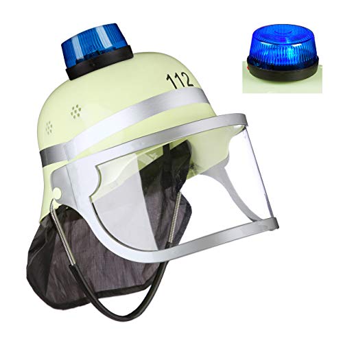 Relaxdays 10029923 Feuerwehrhelm Kinder, mit Blaulicht, Visier, Nackentuch & Kinnriemen, verstellbar, Feuerwehrmann Helm, gelb Relaxdays 10029923 Feuerwehrhelm Kinder, mit Blaulicht, Visier, Nackentuch & Kinnriemen, verstellbar, Feuerwehrmann Helm, gelb von Relaxdays